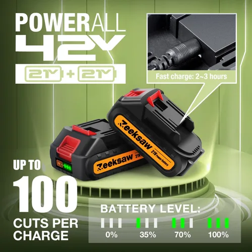 Miniatura 5 de ZEEKSAW Mini motosierra inalámbrica de 6 pulgadas, súper motosierra de mano con 2 baterías grandes, mini motosierra eléctrica alimentada por