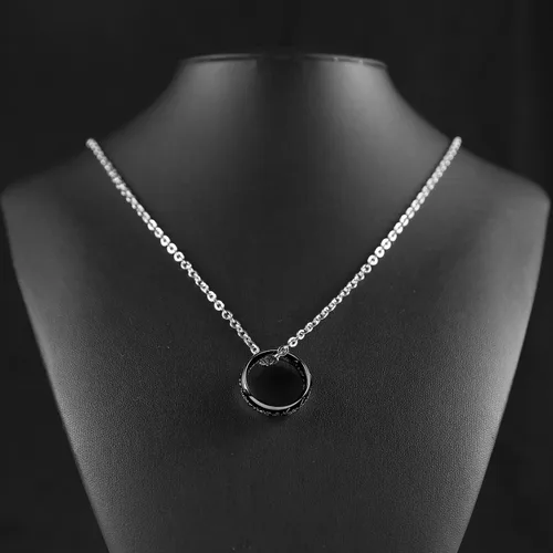 Miniatura 4 de Collar de cadena con colgante de anillo de acero inoxidable chapado en oro grabado