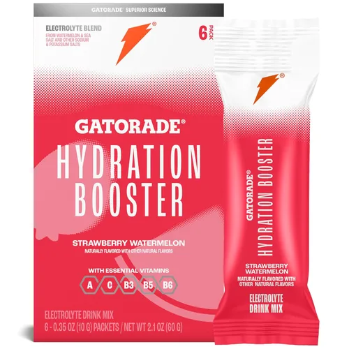 Gatorade Hydration Booster - Paquetes de mezcla en polvo para bebida de electrolitos, Sandía Fresa, Mezcla Avanzada de Electrolitos, Sin Colores