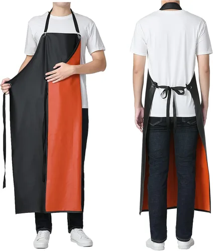 Delantal impermeable de vinilo de goma, 43' para lavavajillas/cocina, resistente a químicos MD006-Negrorojo Rojo- negro