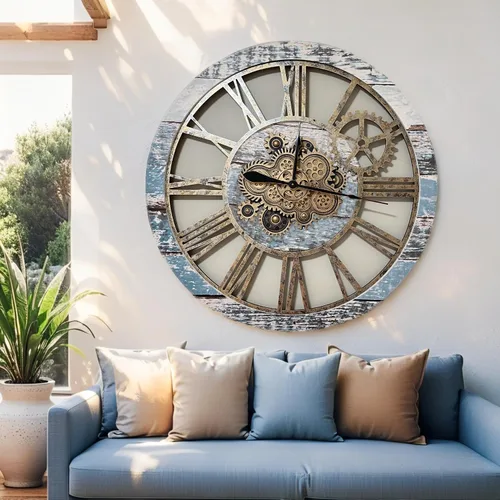 Miniatura 4 de ImprovingLife The Gears Clock - Reloj de pared con engranaje móvil real de 36 pulgadas, estilo vintage, industrial, de gran tamaño, rústico