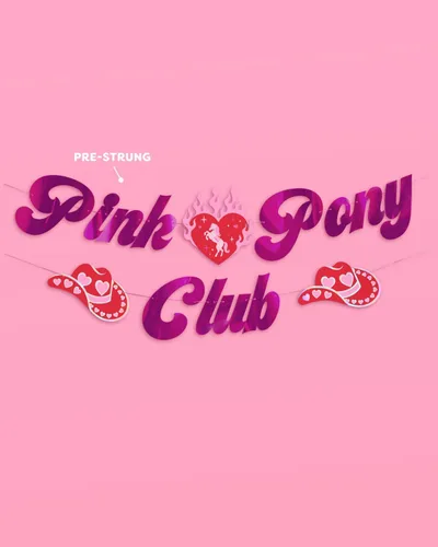Miniatura 3 de xo, Fetti Cartel Pink Pony Club – Lámina rosa 5 pies Decoraciones de despedida de soltera, cartel de fiesta de cumpleaños, fondo de cumpleaños