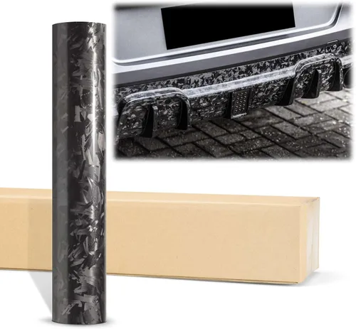 2 piezas de 4"x8" (10cm x 20cm) Muestra Vinilo Texturizado de Fibra de Carbono Forjada Cortada 24K Negro Brillante para Envolver Auto Carro