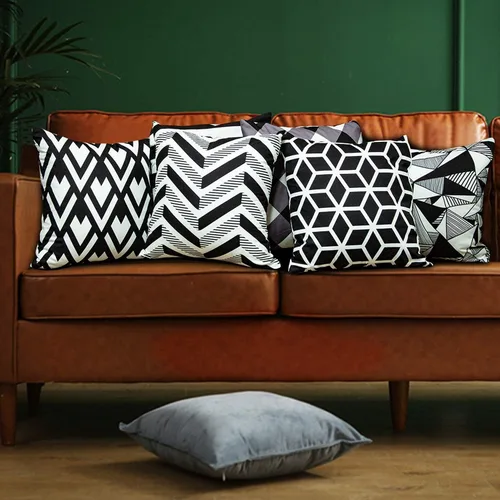 Miniatura 6 de BEDSUM Funda de almohada de microfibra, suave, decorativa, geométrica, abstracta, triangular, funda de cojín cuadrada para sofá, dormitorio, 18 x 18