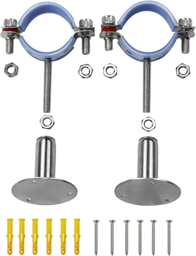 Miniatura 4 de AKIHISA Soporte de tubo de montaje en techo de 1-37/64 pulgadas, paquete de 2 ganchos ajustables de acero inoxidable 304 con anillo dividido