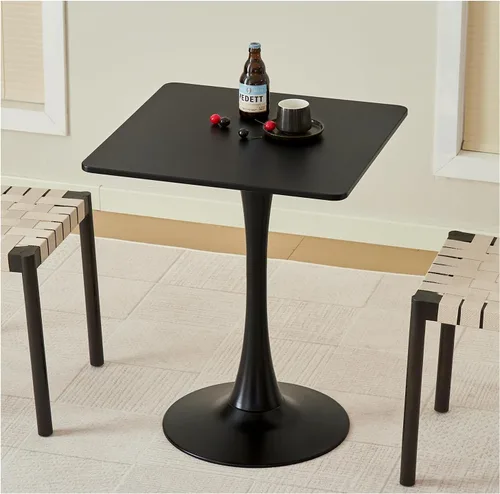Miniatura 12 de Mesa de comedor redonda, mesa circular de tulipán de 31.5" con tablero engrosado y pedestal de metal, mesa de bistró moderna de mediados de siglo
