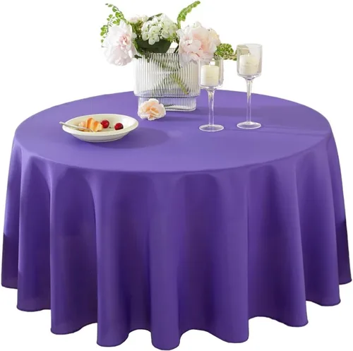 Miniatura 20 de Paquete de 2 Manteles Redondos de 120 Pulgadas de Carbón, Mantel de Poliéster Lavable para Uso en el Hogar, Fiestas, Bodas o Restaurantes.