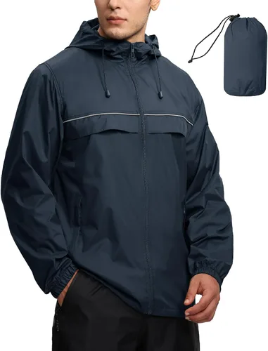 Miniatura 7 de SWISSWELL Chaqueta impermeable rompevientos para hombre, ligera, plegable, con capucha, para golf, senderismo, viajes