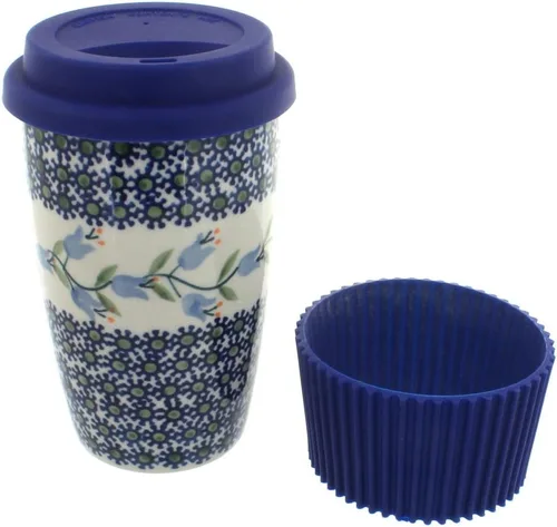 Miniatura 9 de Blue Rose Polish Pottery - Taza de café de viaje de mariposa amarilla y azul - 12 oz - Taza para llevar, se adapta a la mayoría de portavasos