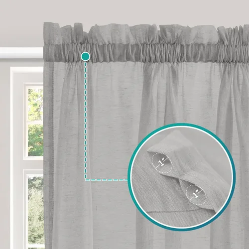 Miniatura 3 de Turquoize Elegantes cortinas de lino para puerta francesa, paneles de cortina de filtrado de luz, panel de lino con bolsillo para barra, panel