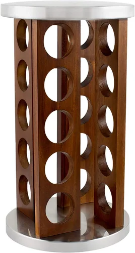 Miniatura 4 de Orii Repisa para 20 tarros de madera de acacia oscura con especias incluidas - Organizador giratorio en torre para especias y condimentos de cocina