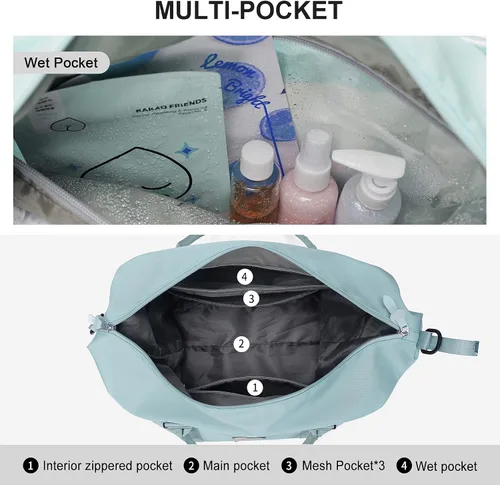 Miniatura 3 de Bolsa de viaje para gimnasio, bolsa de hombro para fin de semana para mujer