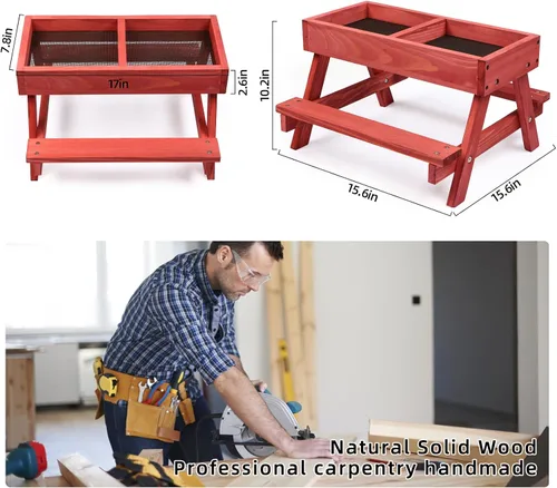 Miniatura 4 de Mesa de picnic de pollo, comedero de pollo sin desperdicios hecho a mano de madera, kit grande de comedero de pollo para bricolaje, comederos