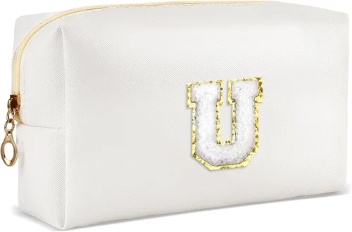 Miniatura 57 de URSKYTOUS Regalos para niñas, bolsa de maquillaje con inicial, bolsa de cosméticos personalizada con cremallera, bonita bolsa de aseo de viaje, Azul