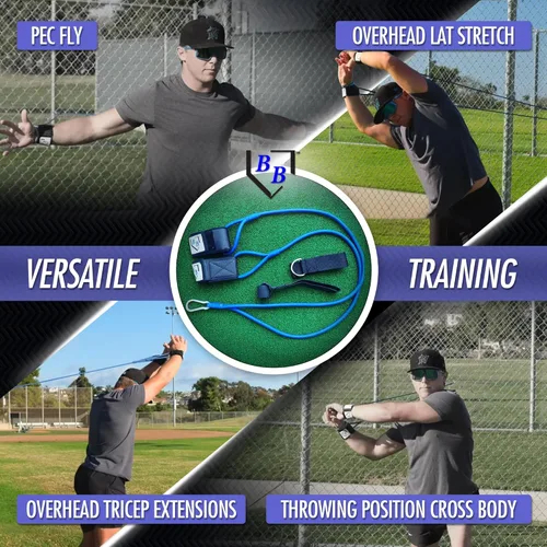 Miniatura 5 de BB Bands Bandas de resistencia para béisbol y sóftbol - Bandas de entrenamiento de fuerza para el brazo, equipo de acondicionamiento para Negro