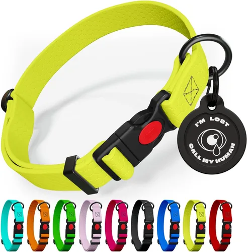 Miniatura 15 de Collar de perro ajustable con código QR identificación adjunta, fabricado en Estados Unidos, collar de perro resistente al agua con hebilla de Azul