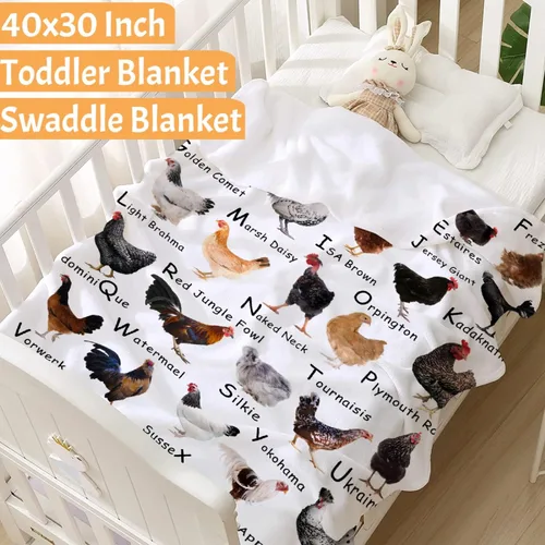 Miniatura 2 de Manta de raza de pollo – Manta de pollo para niños y niñas – Acogedora franela suave, ligera y cálida – Habitación, cama, camping – 30"x40