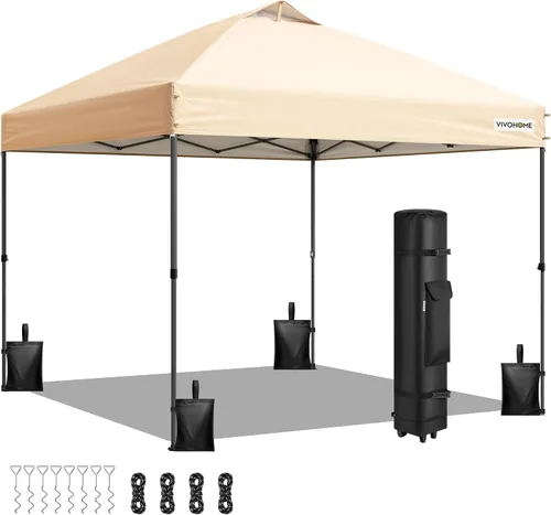 Miniatura 11 de VIVOHOME - Tienda de campaña desplegable de 8x8 pies, refugio portátil para exteriores con configuración de un solo empuje, resistente con bolsa