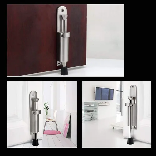 Miniatura 7 de CertBuy - Paquete de 2 topes de puerta abatibles, de acero inoxidable, fácil escalón, con resorte, telescópico, cerraduras de puerta ajustables