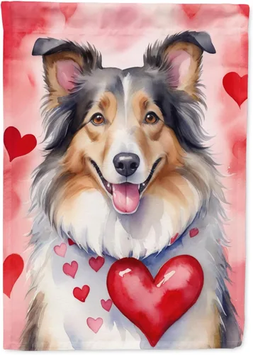 Miniatura 39 de Caroline's Treasures DAC5292CHF - Bandera de Border Collie My Valentine House para porche, grande, con manga para porche, para colgar en la pared