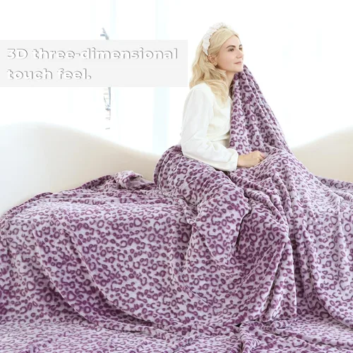 Miniatura 8 de Manta con estampado de leopardo morado, manta cálida, ligera, suave, para cama, sofá o dormitorio Leopardo púrpura