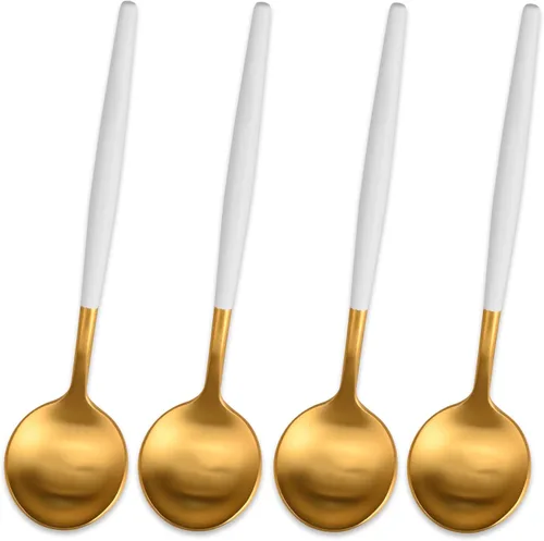 Miniatura 14 de DEHOV 4 cucharas de café 18/10 de acero inoxidable negro satinado de 6.7 pulgadas, cuchara de té helado, cucharas para remover espresso, cucharas