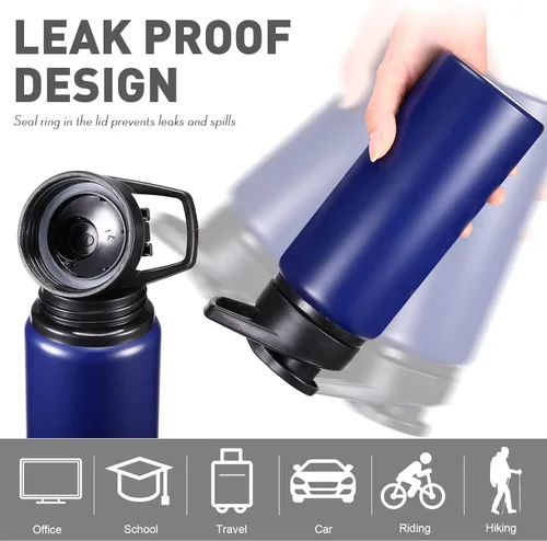 Miniatura 4 de Mimorou Paquete de 16 botellas de agua de aluminio con tapa a presión, reutilizables deportivas de aluminio, ligeras, a prueba de fugas, al por