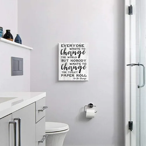 Miniatura 4 de Kas Home Decoración de pared de baño, reglas de inodoro, letreros divertidos sobre lienzo, arte de pared en lienzo enmarcado de madera, fondo HD