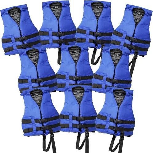 Paquete de 10 chalecos salvavidas sin marca; chaleco salvavidas PFD aprobado por la Guardia Costera tipo III PFD, dispositivo de flotación; moto