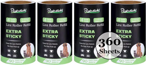 Evercare PetLovers Fedicelly Albatross de 4 pulgadas y más rodillos de pelusa extra pegajosos, 90 hojas por recambio, paquete de 4 rollos, 360 hojas