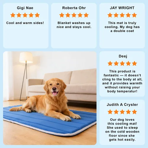 Miniatura 8 de Tapete refrescante para perro, esponja de memoria fría para perro, cama plegable para mascotas y antideslizante, (Q-Max > 0.45) de larga duración