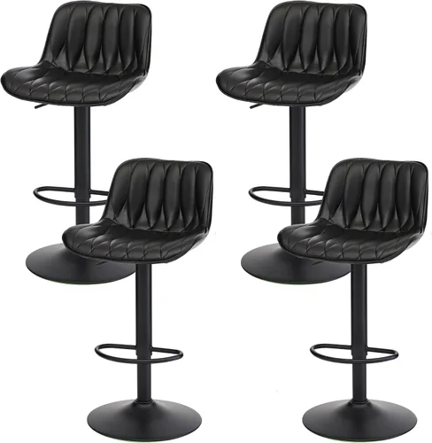 Miniatura 18 de FIRAVOE Juego de 3 taburetes de bar giratorios, taburetes de bar de altura de mostrador marrón con respaldo, taburete de bar ajustable de 25 a 33