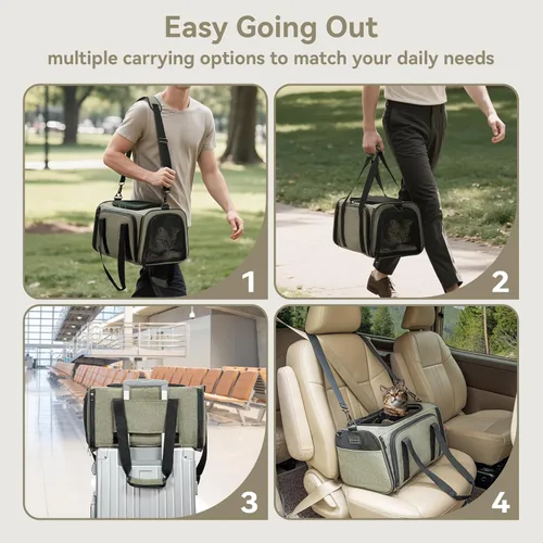 Miniatura 5 de Petsfit Transportador Expandible para Conejos Transportador para Gatos Pequeños Aprobado por Aerolíneas, 16X10X9 Pulgadas Bolsa de Viaje Portátil
