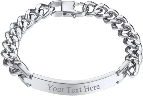 PROSTEEL Pulsera personalizada para hombres y mujeres, con fecha de nombre, con grabado inicial y cita de inicial, pulseras de identificación de