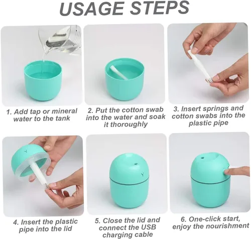 Miniatura 5 de Mini humidificador de 2 modos recargable portátil pequeño humidificador con apagado automático para dormitorio, coche, oficina, plantas, viajes