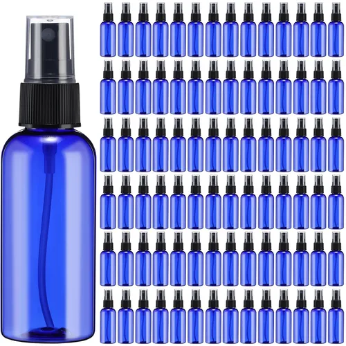 Zhehao 200 botellas pequeñas de spray a granel de 2 onzas de plástico para aceites esenciales, pulverizador de niebla fina, reutilizable, Azul