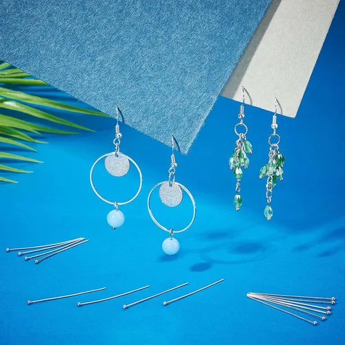 Miniatura 2 de PH PandaHall 500 pines de cabeza de bola de acero inoxidable 304 de 1.575 pulgadas, 21 horquillas flexibles para aretes, colgantes, pulseras