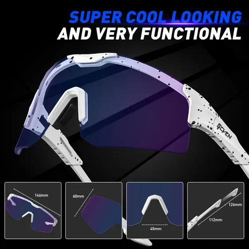 Miniatura 6 de SCVCN Gafas de ciclismo fotocromáticas para hombres y mujeres, UV400, gafas deportivas para jóvenes, a prueba de viento, para béisbol, golf, S111 05