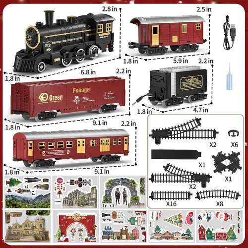 Miniatura 4 de NIPLOOOW Juego de tren para niños de 4 a 8 años, juguete de tren eléctrico con sonido realista, luces y humo para debajo del árbol de Navidad