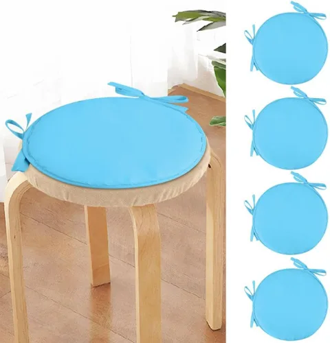 Miniatura 20 de Womenyiaor Juego de 2 cojines redondos para sillas de bistró para interiores y exteriores, cojines para sillas de bistró con lazos, cojines redondos