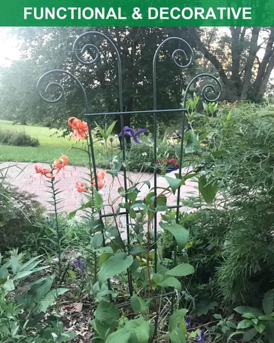 Miniatura 6 de Mklsit Paquete de 4 enrejados de metal de 23 pulgadas para plantas trepadoras al aire libre, soporte de enrejado de plantas de interior para plantas