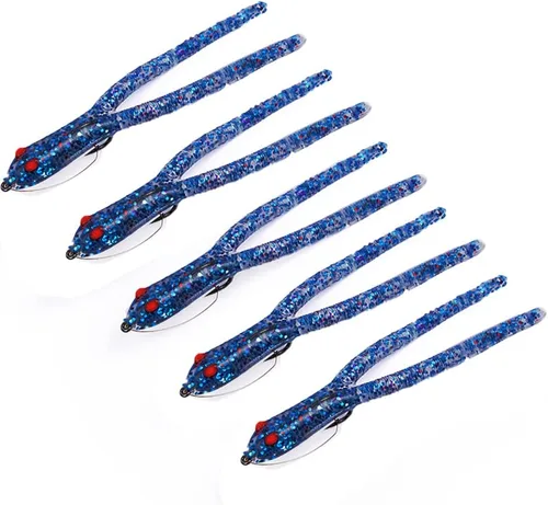 Miniatura 6 de Delong Lures Señuelo de pesca sin malezas de 4.5 pulgadas, señuelo de pesca de lubina, pesca de lucio, señuelo de pesca de rana, aparejos de pesca