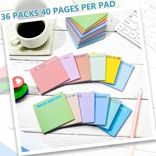 Miniatura 4 de Zonon 36 notas adhesivas inspiradoras de 3 x 3 pulgadas, divertidos bloc de notas motivacionales, regalos de regreso a clases, para profesores
