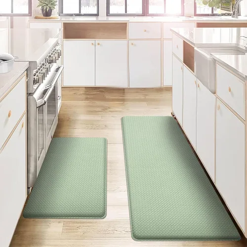 Miniatura 9 de Juego de alfombras y tapetes de cocina de 2 piezas - Alfombra de cocina antifatiga acolchada para piso lavable 17"x29" + 17"x59", turquesa