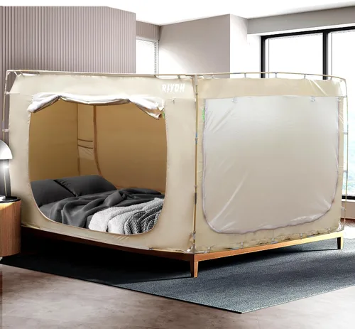 Miniatura 20 de RIYDH Tienda de campaña para cama tamaño individual XL para adultos y niños, diseño original, tienda de campaña portátil de ensueño para interiores