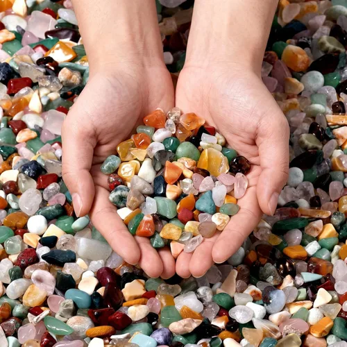 Miniatura 10 de Chips de cristal de amatista pulidas a granel, piedras trituradas pulidas para acuario, rocas de grava con pulseras de cuarzo rosa, pecera Cristal