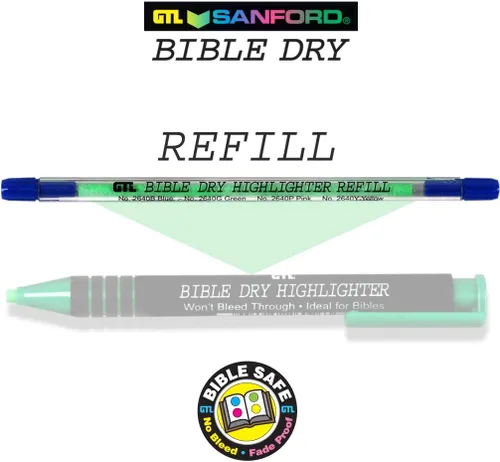 Miniatura 4 de G.T. Luscombe Company, Inc. Resaltador recargable Bible Dry con 2 paquetes de recambios (verde)
