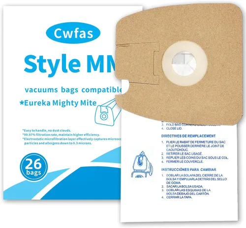 Miniatura 8 de Paquete de 20 bolsas de vacío estilo MM para aspiradoras Eureka Mighty Mite serie 3670 y 3680, sustituye a las bolsas de vacío 60295, 60295A, 60297A