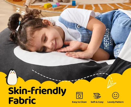 Miniatura 6 de Hobestluk Puf - Cojín de suelo para puf, puf para adultos, tumbona para sala de estar, dormitorio o sala de juegos (negro, mediano, pingüino)