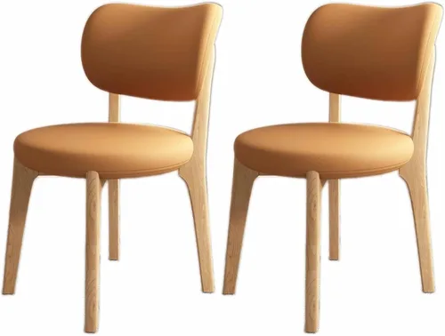 Miniatura 28 de Juego de sillas de comedor de madera modernas con respaldo curvado, sillas de cocina tapizadas con marco de madera, sillas laterales sin brazos